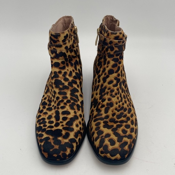 JJill Leopard Print Ankle Boot women 7 cow fur festival Casual office retro boho - Picture 4 of 16